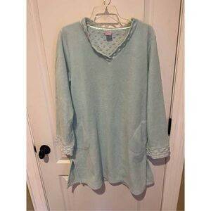 Simple Pleasures light teal green fleece night gown